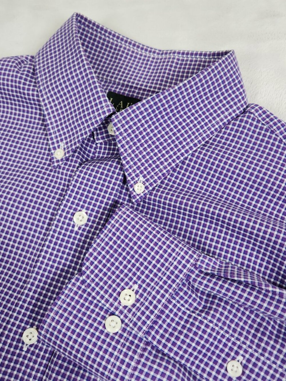 Lauren Ralph Lauren Men's Shirt 16 1/2 32/33 Purple Check Long Sleeves Slim Fit